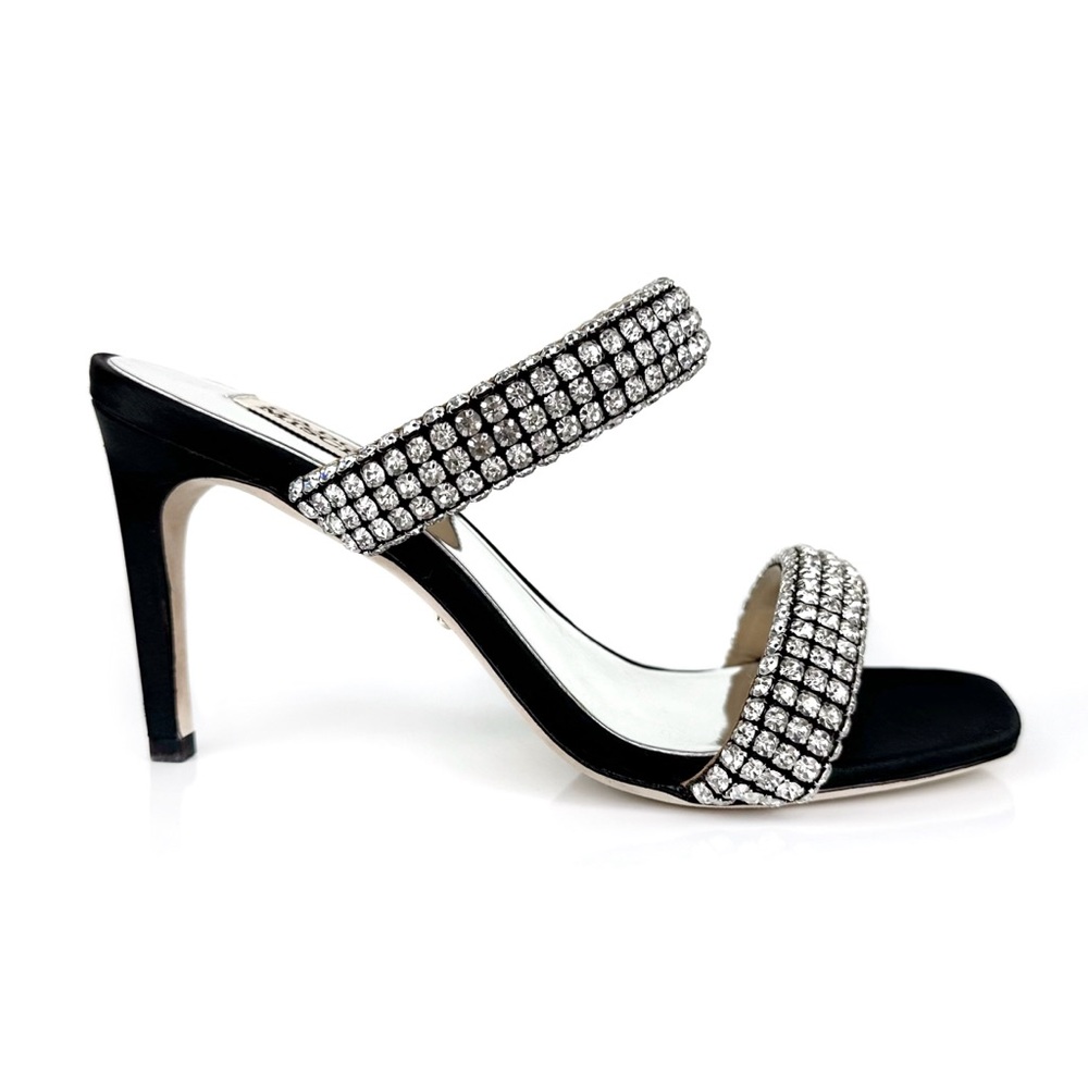 Badgley Mischka Women's Sade Jeweled Double Band Heeled Sandals Black Size 6 - Picture 3 of 11